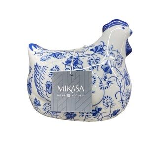 Mikasa Blue and White Ceramic Chicken Figurine - 6.5” New with Tag